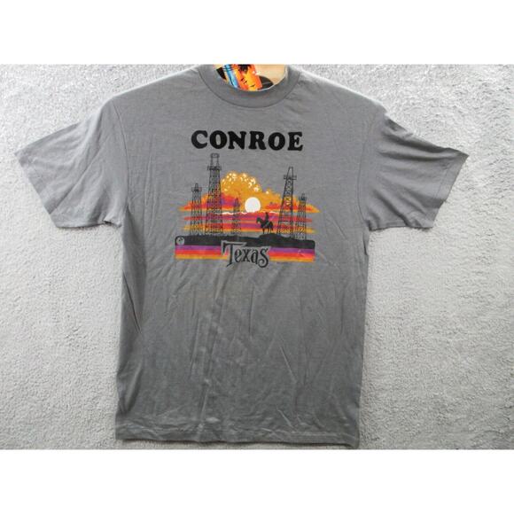 NWT Vintage 1982 CONROE TEXAS Hanes Lifestyles Oil Derrick Cowboy Men XL T-Shirt